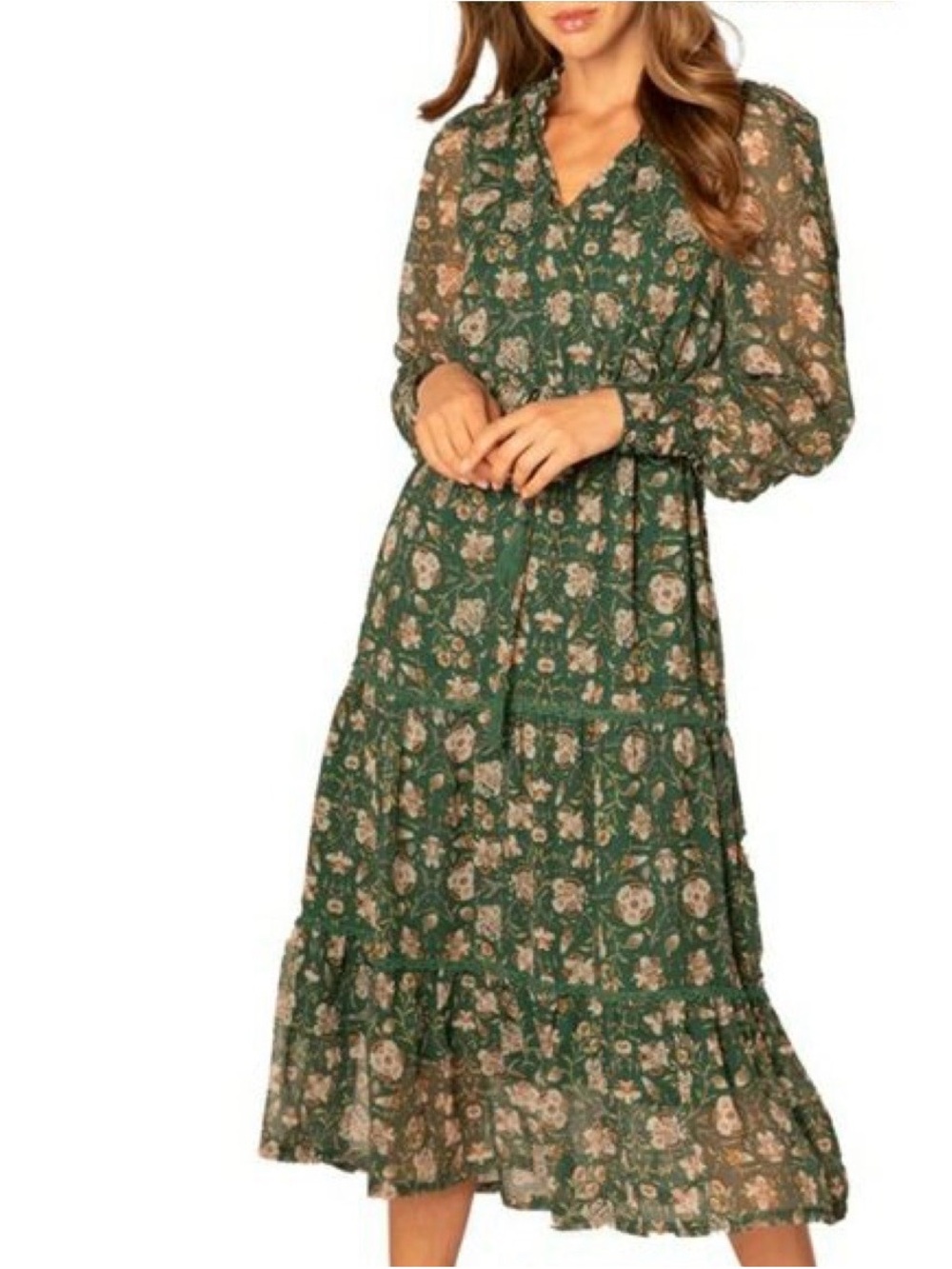 Allison New York Smocked Embroidered Trim Midi Dress Size Medium